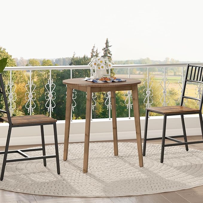 HOOBRO Bamboo Dining Table, Round Dining Table - Image 9