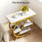 LITTLE TREE End Table, 4-Tier Narrow Faux Marble Side Table - Image 5