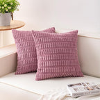 Aegero Pack of 2 Corduroy Decorative Throw Pillow Covers 22x22 Inch by Unknown