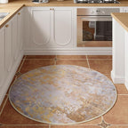Beige Gold Round Area Rugs 4ft Washable Circle Rug - Image 6