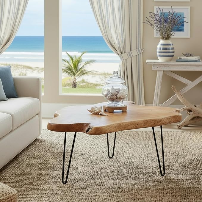 WELLAND Live Edge Cedar Wood Coffee Table - Image 3