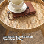 Round Side Table, Boho Circle End Table Coffee Table - Image 5