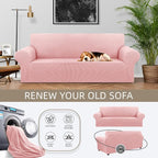 Stretch Couch Covers for Sofa, 3 Cushion Couch Slipcover, Dusty Pink | 1-Piece - Image 3