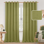 60 Inch Wide Linen Curtains for Living Room 2 Panels, Moss Green | Light by LAMIT