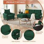 2PCS Sectional Sofa Set with Ottoman, Modern Linen 4 Seater Couch Set with Side - Image 3