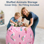 Lukeight Unicorns Stuffed Animals Storage Bean Bag Chair Cover - Image 2