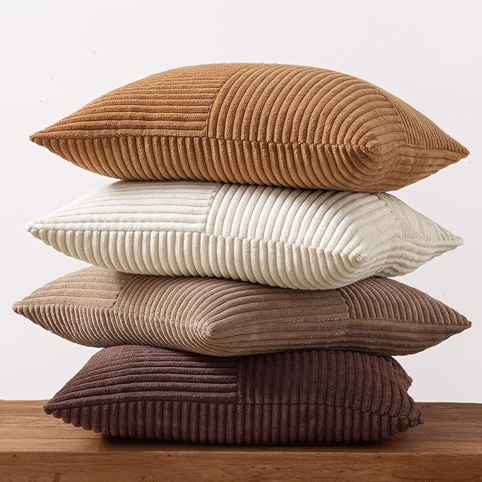 MIULEE Brown Throw Pillow Covers 18x18 Inch Set of 4 Boho Farmhouse Cushion - Image 5