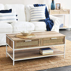 Household Essentials Coastal Oak Woven Front Coffee Table - Image 4