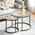 aboxoo Gold Nesting Coffee Table Set of 2, Small Glass Round Nesting Tables by aboxoo