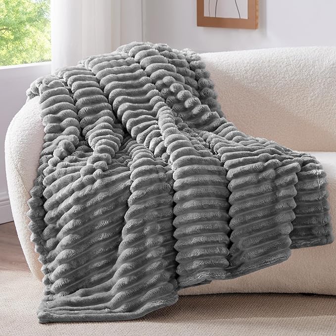 BEDELITE Striped Fleece Throw Blanket, Soft Cozy, Lightweight Warm, Machine - Image 7