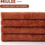 MIULEE Decorative Chenille Fall Pillow Covers Burnt Orange 18x18 Pack of 4 | - Image 6