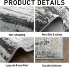 4x6 Area Rugs for Living Room: Washable Abstract Black Grey Gold Carpet | - Image 5
