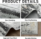 6x9 Area Rugs for Living Room: Washable Abstract Black Grey Gold Carpet | - Image 6