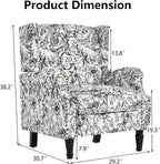 Pia Ricco Set of 2 Floral Accent Chairs, High Back Upholstered Armchairs - Image 2
