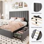Allewie Full Size Storage Bed Frame, Vertical Channel Tufted Adjustable - Image 6