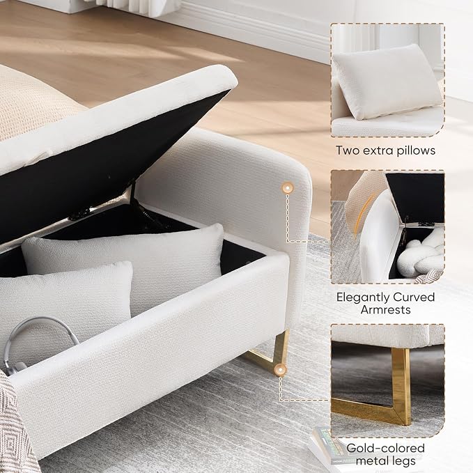 65" Storage Ottoman Bench, Storage Bench - Image 4