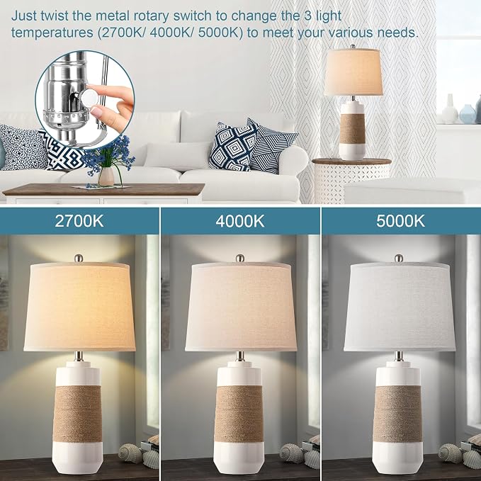 Hamucd White Boho Ceramic Lamps - Image 2