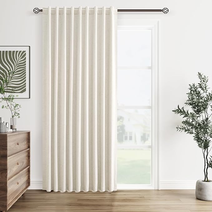 Extra Wide 100% Blackout Linen Curtains by Guken