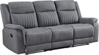 Lexicon Manual Double Reclining Sofa, Polished Microfiber Upholstered 3 Seater - Image 7