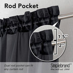 Simplebrand Black Sheer Kitchen Cafe Curtains - Image 2