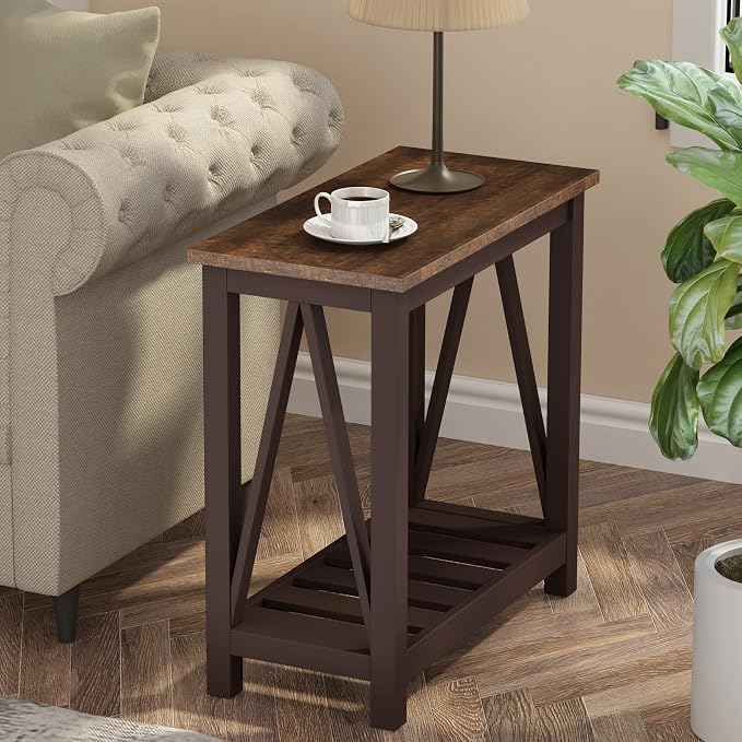 ChooChoo Farmhouse End Table, Rustic Vintage Narrow End Side Table - Image 2