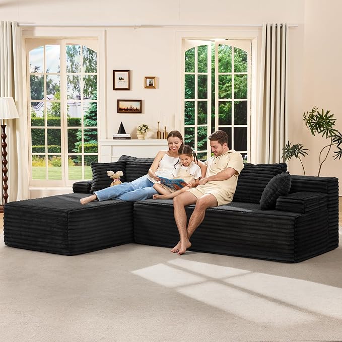 Hobestluk Modular Sectional Sofa Couches L-Shape Couch 3 Seat Modular Sofa - Image 3