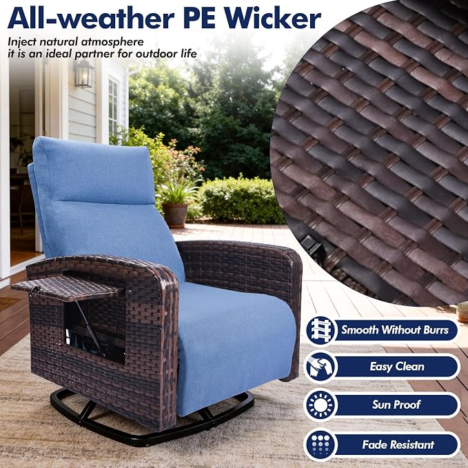 ZZW Outdoor Recliner Chair, Wicker Patio Recliners - Image 5