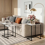 SUPER DEAL Nesting Tables Set of 3, Industrial C Shaped End Table Stackable - Image 2