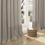 Grey Beige Curtains for Living Room 120 Inches Long Linen Light Filtering Semi - Image 5