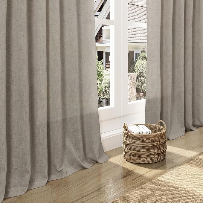 Grey Beige Linen Curtains 84 Inches Long - Image 5