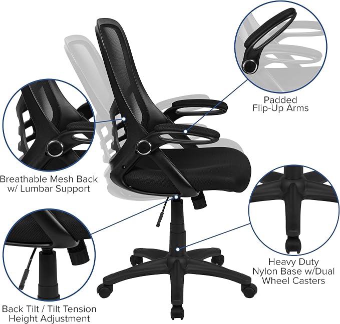 Flash Furniture Porter High Back Black Mesh Ergonomic Swivel Office Chair - Image 13
