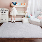 Amdrebio White Fuzzy Furry Small Kids Area Rug 3x5 - Image 3