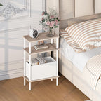 Narrow Side Table with Fabric Basket, End Table - Image 2