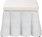Bali & pari Palm Bohemian White Scallop Rattan Ottoman - Image 4