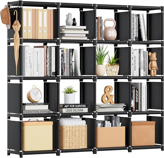 Mavivegue Bookshelf, 16 Cube Storage Organizer, Book Shelf Organizer, Tall by Mavivegue