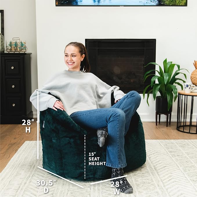 Big Joe Milano Bean Bag Chair for Kids, Ultra-Soft Emerald Plushie Polyester - Image 4