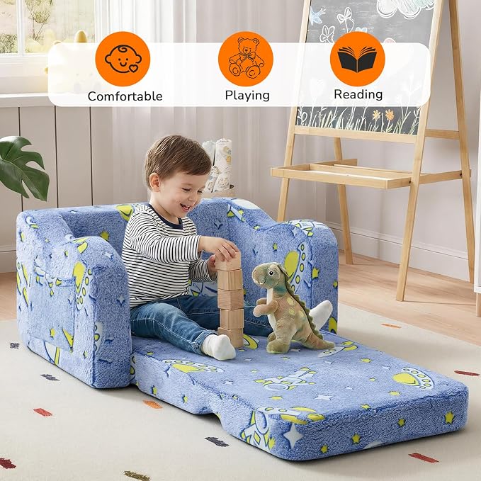 MeMoreCool Glowing Rocket Kids Chair, Glow-in-the-Dark Space Kids Couch - Image 3