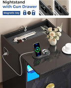 Nightstands Set of 2 with Gun Drawer, Bedside Table with 3-Color LED Lights & - Image 5