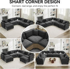 113'' V Shaped Cloud Sectional Sofa, Oversized Deep Seat Couches - Image 6
