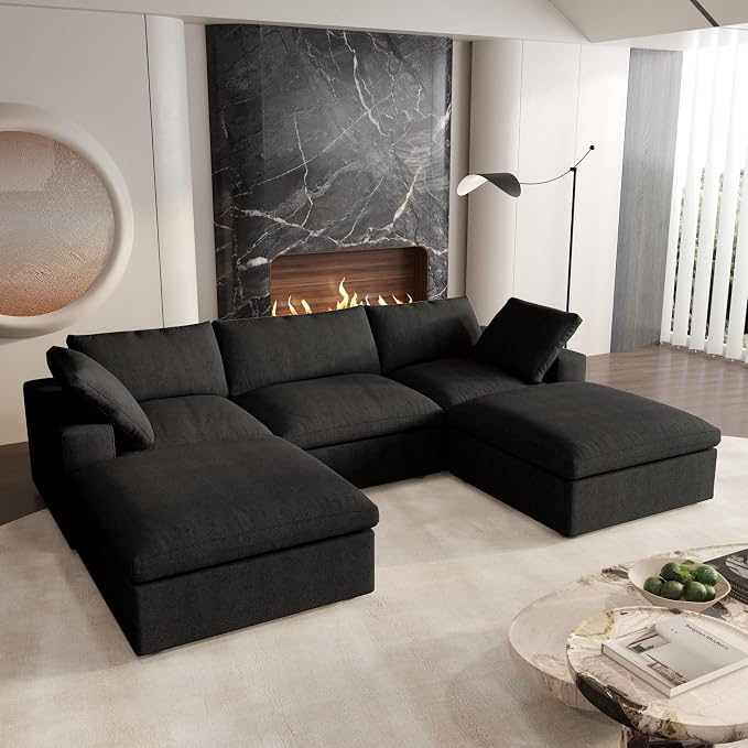 Cloud Modular Sectional Sofa Couch, 120.45" U Shaped Convertible Couches - Image 3