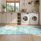 Runner Rug for Kitchen Teal Blue Hallways Runner Rug Non Slip 2'6''x8' Washable - Image 5