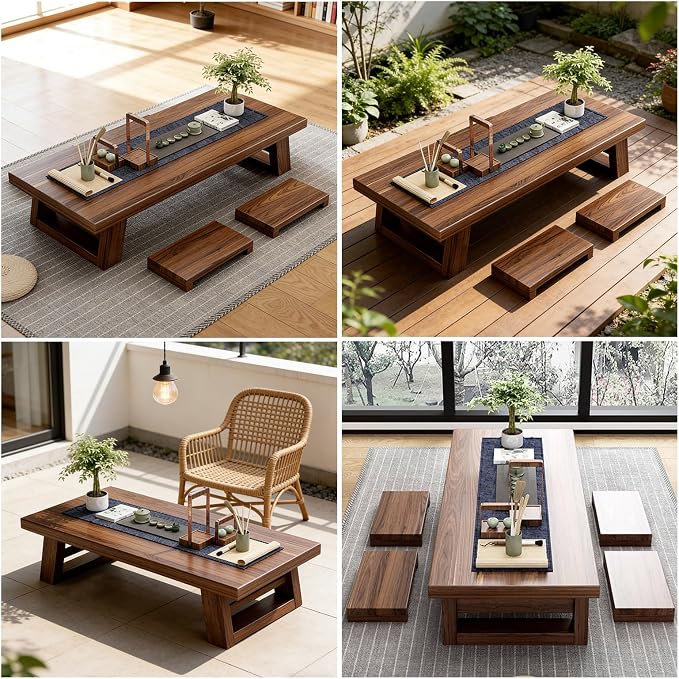 JHDXL Solid Wood Japanese Tea Table, - Image 6