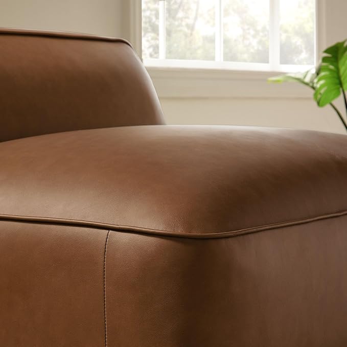 Modway Auren Vegan Leather Modular Armless Chair in Coffee - Image 5