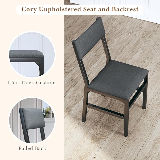HUAHUU Dining Table Set for 4, Extendable Kitchen Table Cushion Chairs Set of 4 - Image 6