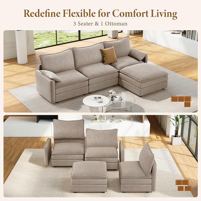Vesgantti 108" Modular Sectional Sofa, Comfy Cloud Couch - Image 7