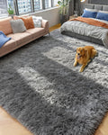 Fluffy Grey Rug for Bedroom 4x6, Modern Area Rugs for Kids Room Living Room | by PAGISOFE