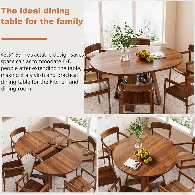 43.3in-59in Extendable Round Dining Table - Image 4