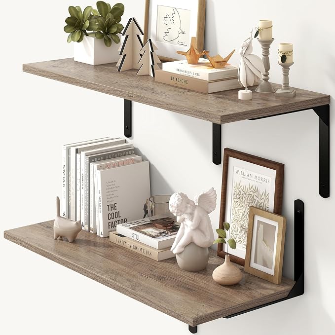 Fun Memories Floating Shelves for Wall, 12 Inch Deep Floating Shelves Set of 2 by FunMemories