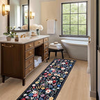 PLHXFR 2x5 Washable Runner Rug：Floral Indoor Kitchen Soft Carpet Black | - Image 6