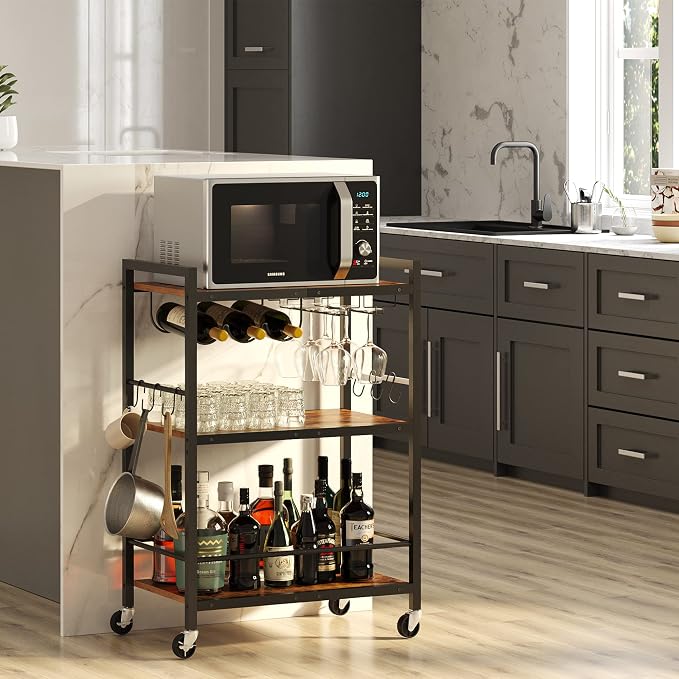 TUTOTAK Bar Cart, Serving Cart for Home, Microwave Cart, Drink Cart, Mobile - Image 2